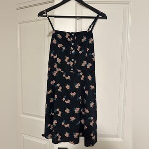Hollister Floral Print Black Lined Button Mini Dress Size Medium Womens